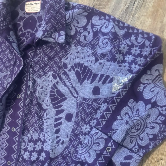 Free People Butterfly Jacquard Shirt / Jacket Purple Size Large - Picture 13 of 16